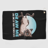 女の子の猫のようにフランスの私を描おもしろいく ゴルフタオル (横)