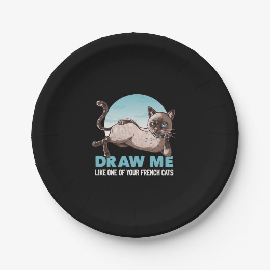 女の子の猫のようにフランスの私を描おもしろいく ペーパープレート (正面)