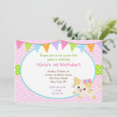 女の子の猫の誕生日招待状 招待状 (スタンド正面)
