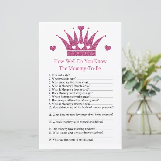 女の子の王冠あなたは赤ちゃんシャワーゲームをどれだけ知っているか (スタンド正面)