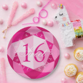女の子の甘い16 16誕生日パーティーピンクダイヤモンド ペーパープレート (パーティー)