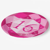 女の子の甘い16 16誕生日パーティーピンクダイヤモンド ペーパープレート (アングル)