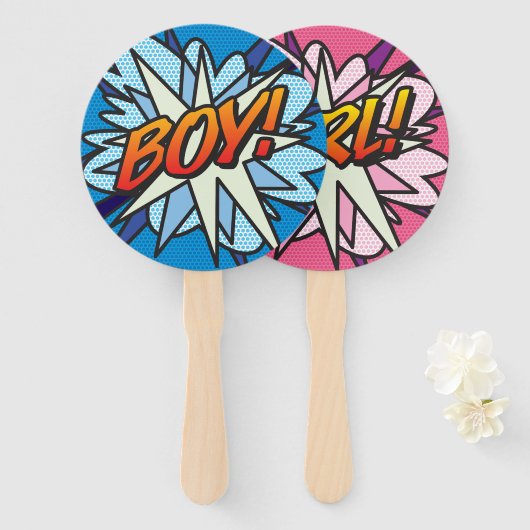 女の子の男の子の性明らかにクイズゲームのサイン ハンドファン (正面&裏面)