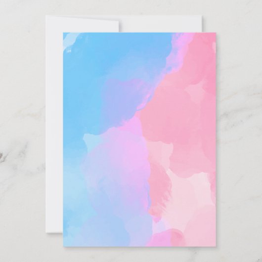 女の子の男の子の水色を明かす 招待状 (裏面)