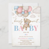女の子の男の子の私たちは赤ちゃんのシャワーを待つことができる 招待状 (正面)