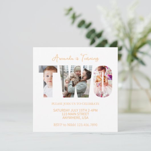 女の子の男の子を応援する第2回の誕生日パーティー 招待状 (スタンド正面)