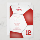 女の子の男の子サッカーバースデースポーツパーティー 招待状 (正面)