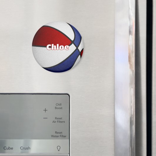 女の子の男の子バスケットボール赤白青チームカラー マグネット (インサイチュ (冷蔵庫))