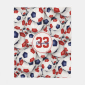 女の子の男の子無限のサッカーボール赤白青 フリースブランケット (正面)