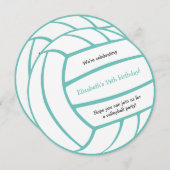 女の子の男の子ANYカラーバレーボール誕生日パーティー 案内状 (正面/裏面)