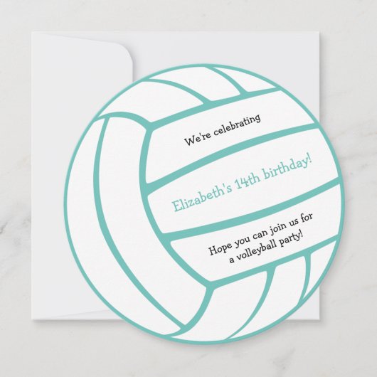 女の子の男の子ANYカラーバレーボール誕生日パーティー 案内状 (正面)