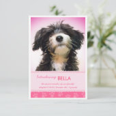 女の子の発表のための新しいペットピンクの足のプリント 案内状 (スタンド正面)