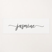 女の子の白いパーソナライズされたモノグラム名前スクリプト ヨガマット (正面(横))