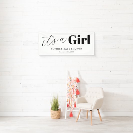 女の子の白黒 横断幕 (インサイチュ)