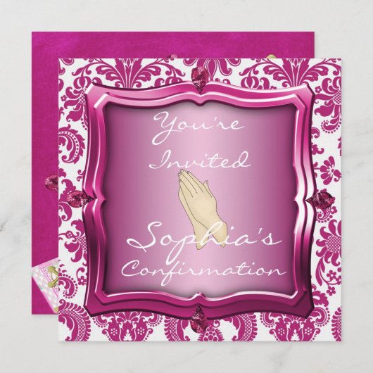 女の子の確認のエレガントな招待状 招待状 (正面/裏面)