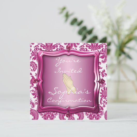 女の子の確認のエレガントな招待状 招待状 (スタンド正面)