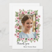 女の子の確認カスタムフローラありがとう サンキューカード (正面/裏面)