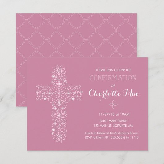 女の子の確認宗教招待カード 招待状 (正面/裏面)