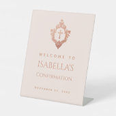 女の子の確認 エレガント ピンク ローズゴールド クレスト 台座サイン (正面)