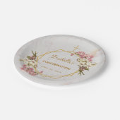 女の子の確認 フローラル ゴールド ピンク ランカスター 大理石 ペーパープレート (アングル)