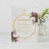 女の子の確認 ワインレッドの芍薬 マルブル ゴールド 招待状 (スタンド正面)