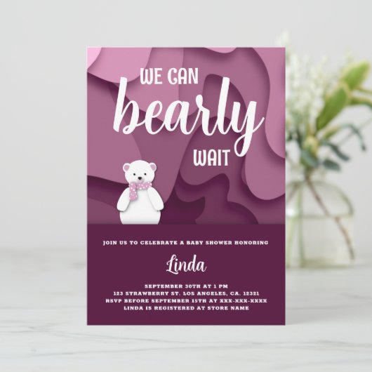 女の子の私たちは赤ちゃんのシャワーを待つことができる 招待状 (スタンド正面)