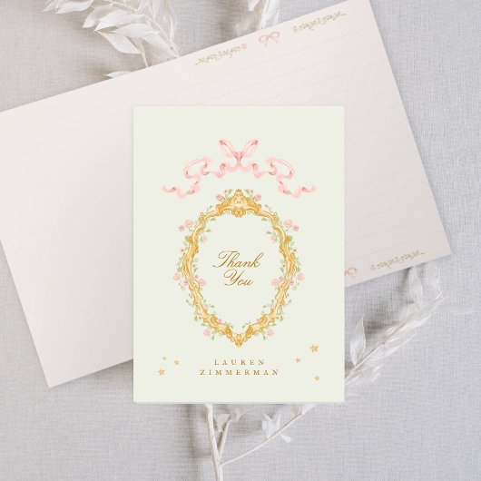 女の子の童話プリンセススターズボウピンク赤ちゃんシャワー サンキューカード