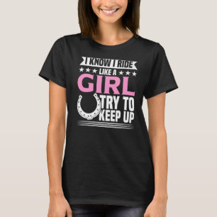 女の子の競馬場の競馬のダービーのように乗る Tシャツ