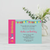 女の子の第1回誕生日パーティの招待状 招待状 (スタンド正面)