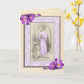 女の子の第1聖餐式カードの内部の詩 カード (黄色い花)