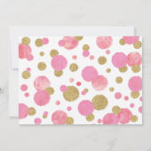 女の子の第1誕生日の招待状のピンク及び金ゴールドの紙吹雪 招待状 (裏面)