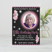 女の子の第10誕生日の写真の招待状 招待状 (スタンド正面)