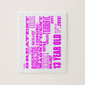 女の子の第13誕生日: ピンクのすばらしい13歳児 ジグソーパズル (縦)