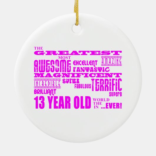 女の子の第13誕生日: ピンクのすばらしい13歳児 セラミックオーナメント (裏面)
