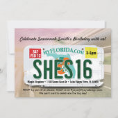 女の子の第16誕生日のフロリダ免許証の招待状 招待状 (正面)