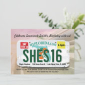 女の子の第16誕生日のフロリダ免許証の招待状 招待状 (スタンド正面)