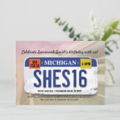 女の子の第16誕生日のミシガン州免許証の招待状 招待状 (スタンド正面)
