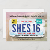 女の子の第16 Bdayノースカロライナ免許証の招待状 招待状 (正面/裏面)