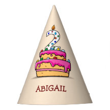 女の子の第2の誕生日、甘いピンクケーキの上の2