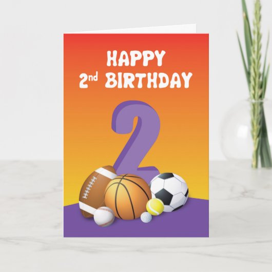 女の子の第2バースデースポーツボール カード (正面)