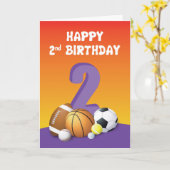 女の子の第2バースデースポーツボール カード (黄色い花)