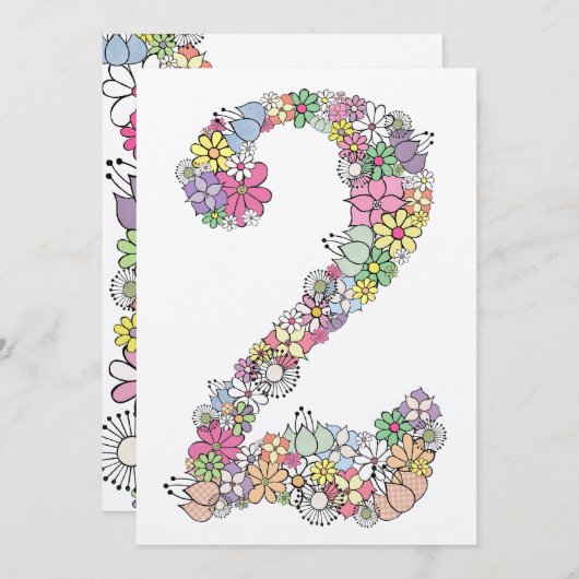 女の子の第2誕生会のカスタムな招待の招待状 招待状 (正面/裏面)