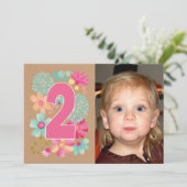 女の子の第2誕生会数写真の招待状 招待状 (スタンド正面)