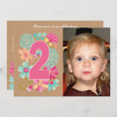 女の子の第2誕生会数写真の招待状 招待状 (正面/裏面)