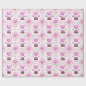 女の子の第5誕生会のピンクの気球を個人化して下さい ラッピングペーパー (フラット)