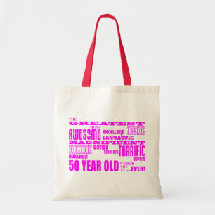 女の子の第50誕生日のピンク: すばらしい50 トートバッグ