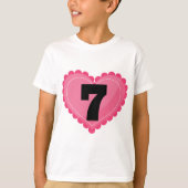 女の子の第7誕生日のハート Tシャツ (正面)