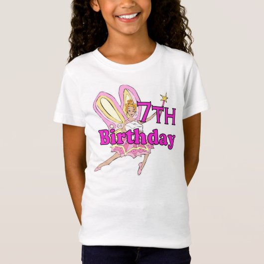 女の子の第7誕生日の妖精の王女 Tシャツ (正面)