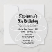 女の子の第9誕生会のピンクの花柄の招待状 招待状 (裏面)