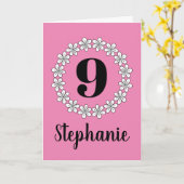 女の子の第9誕生日の子供へ花の挨拶状 カード (黄色い花)